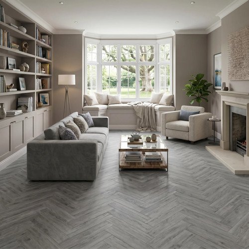 Azure grey herringbone - herringbone, spc