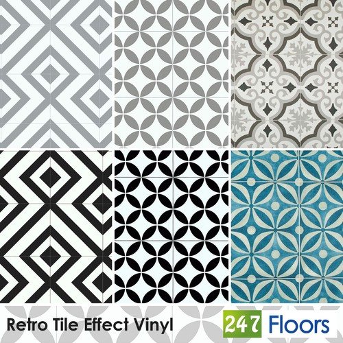 Geometric tile effect vinyl - effect,